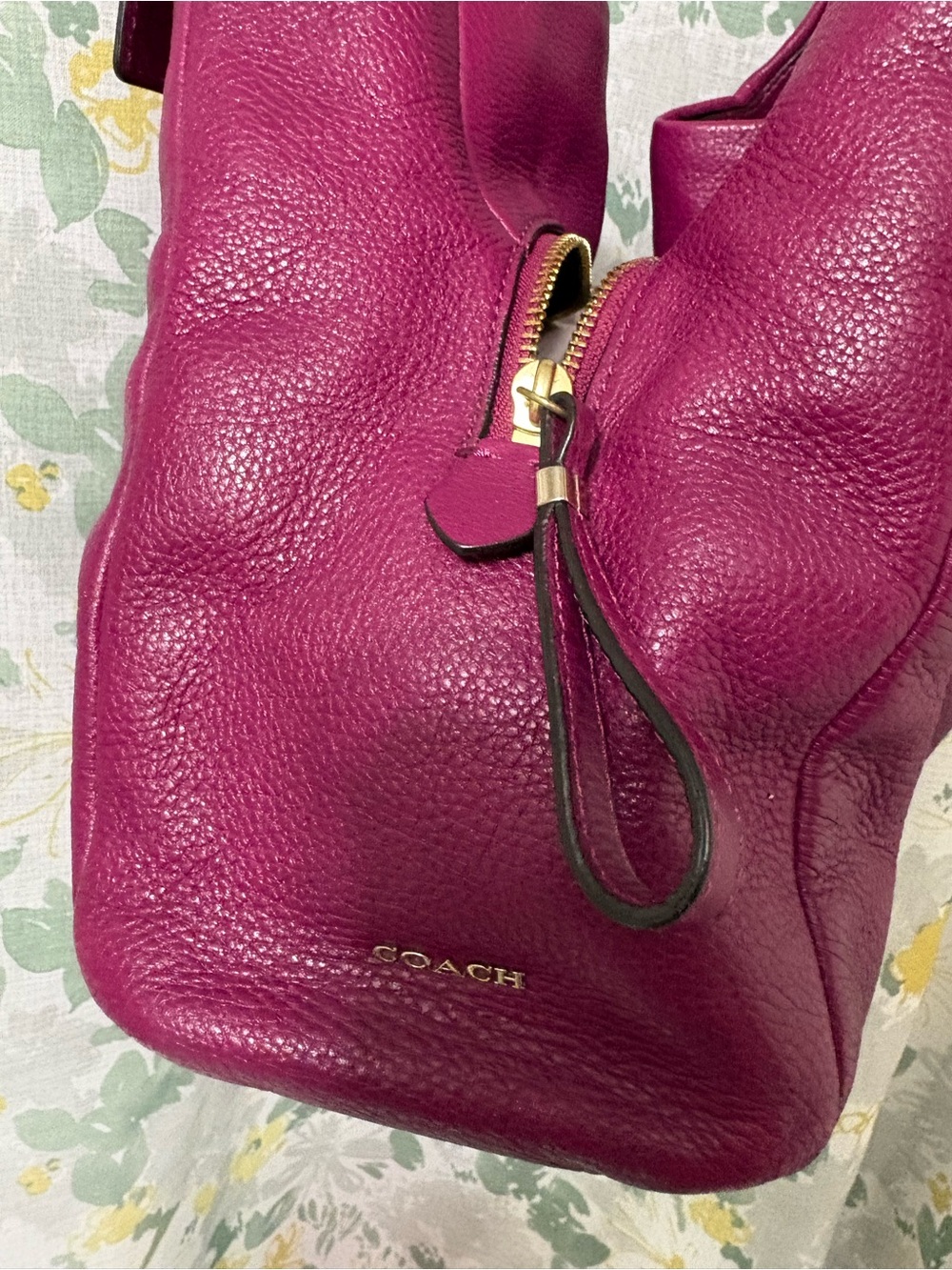 COACH Madison Phoebe Tumbled Hot Pink Leather 3 Section Shoulder Bag VINTAGE - Picture 9 of 15